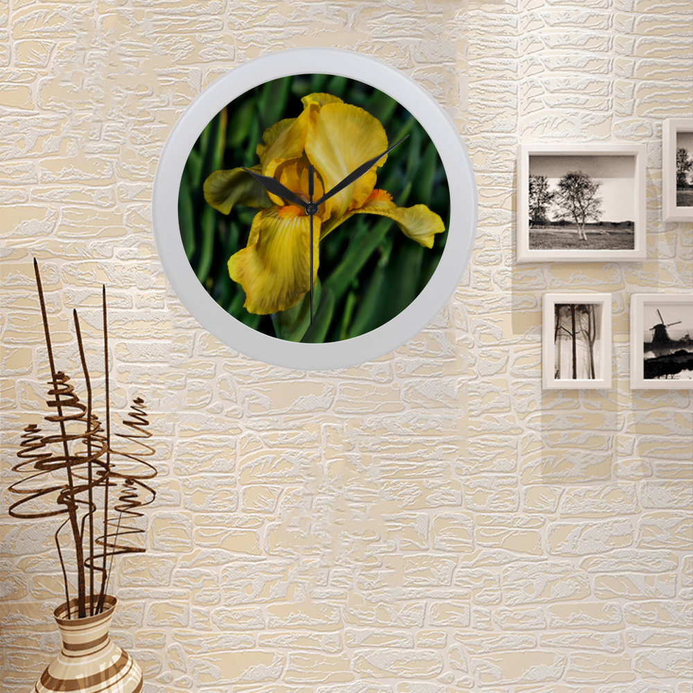 Yellow Iris Circular Plastic Wall clock