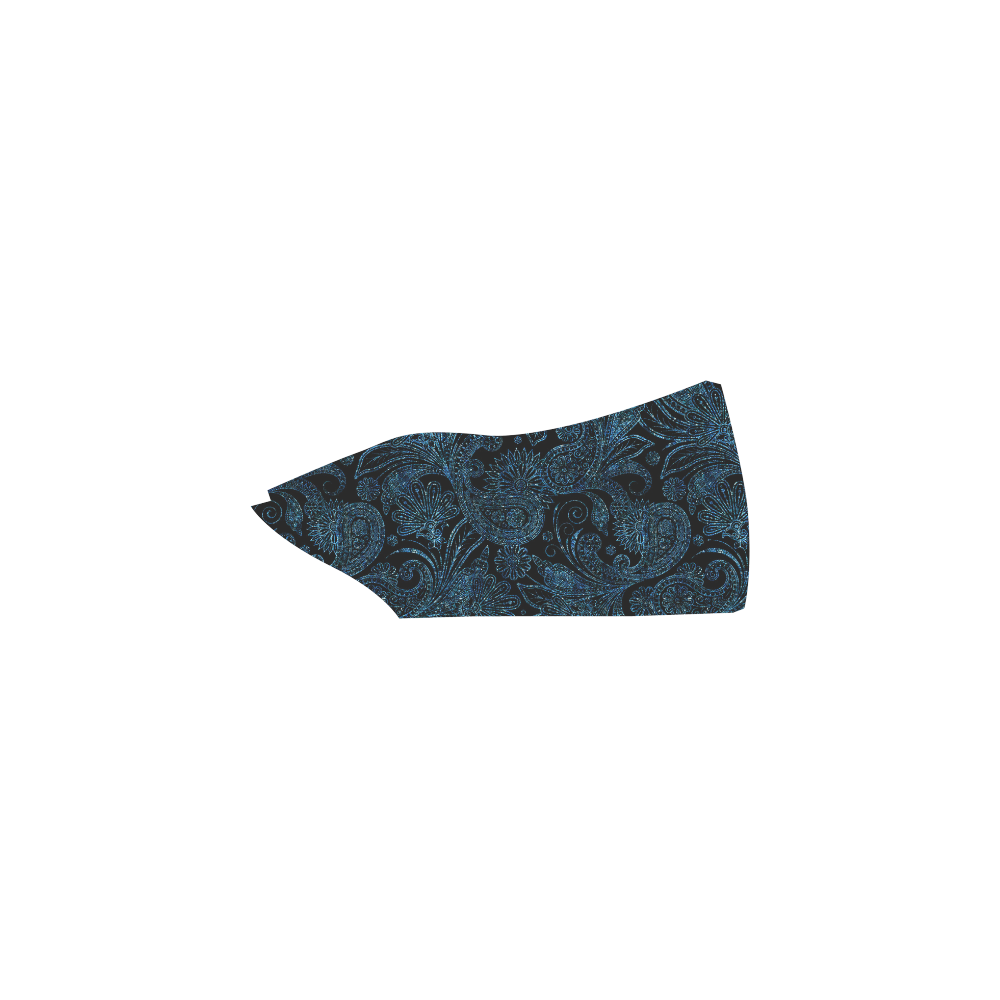 Elegant blue flower glitter look Slip-on Canvas Shoes for Kid (Model 019)