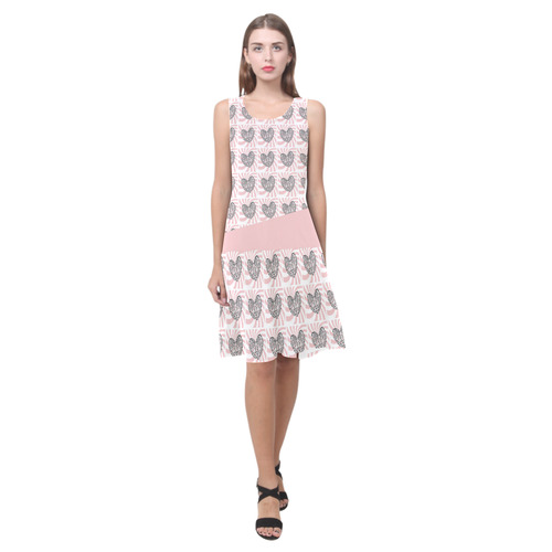 Love Conquers Hate Pattern Sleeveless Splicing Shift Dress Sleeveless Splicing Shift Dress(Model D17)