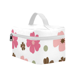 Pink and Brown Flowers Floral Pattern Cosmetic Bag/Large (Model 1658)