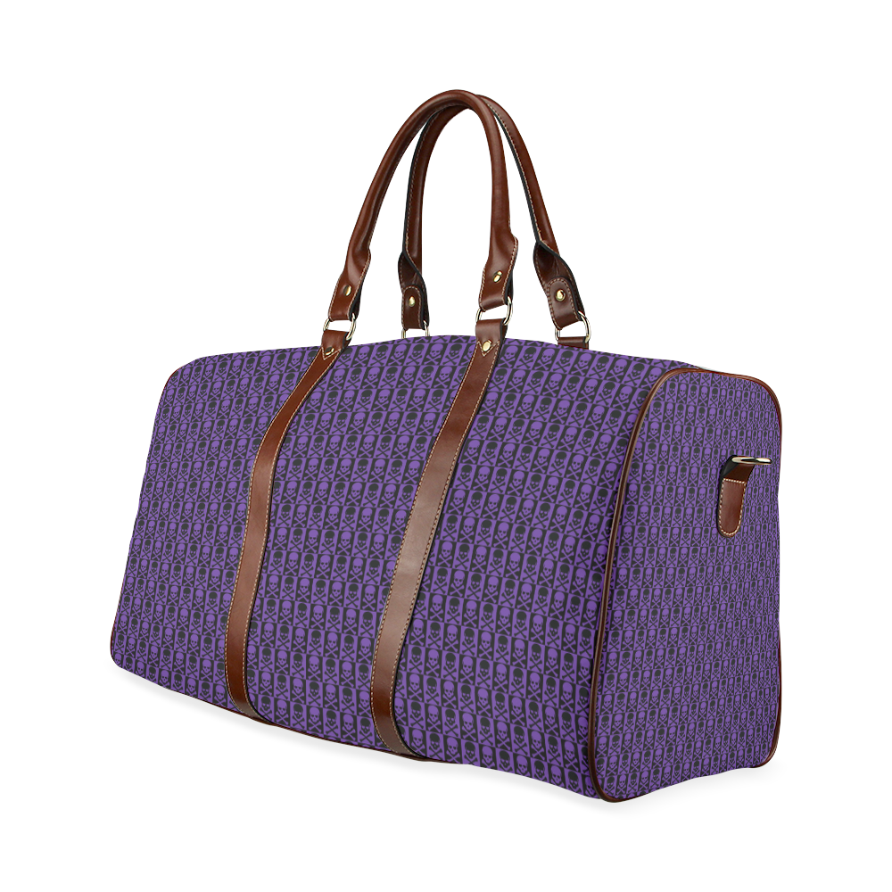 Gothic style Purple and Black Skulls Waterproof Travel Bag/Large (Model 1639)