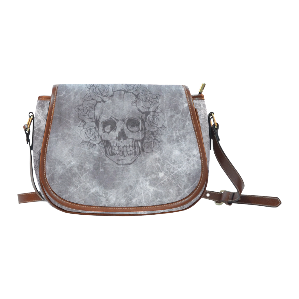 scratchy skull with roses A by JamColors Saddle Bag/Small (Model 1649) Full Customization