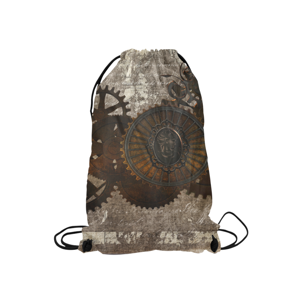 A rusty steampunk letter with gears Small Drawstring Bag Model 1604 (Twin Sides) 11"(W) * 17.7"(H)