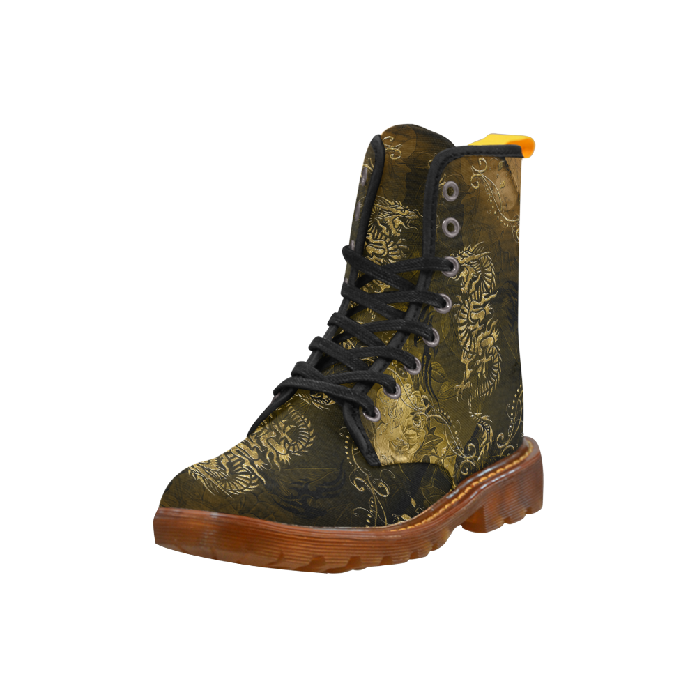 Wonderful chinese dragon in gold Martin Boots For Women Model 1203H