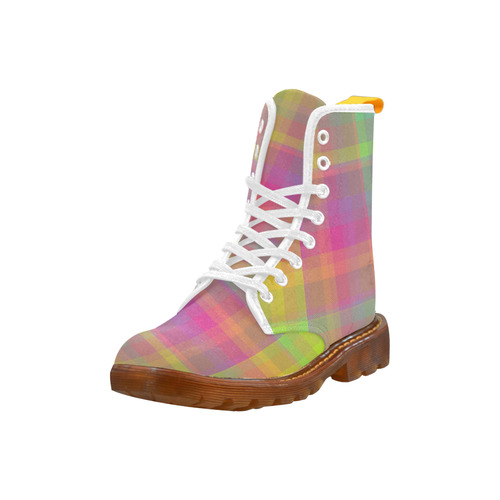 Florescent Rainbow Check Martin Boots For Men Model 1203H
