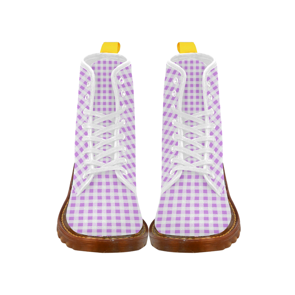 Lavender Gingham Martin Boots For Women Model 1203H