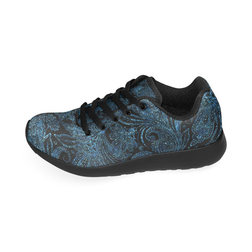 Elegant blue flower glitter look Women’s Running Shoes (Model 020)