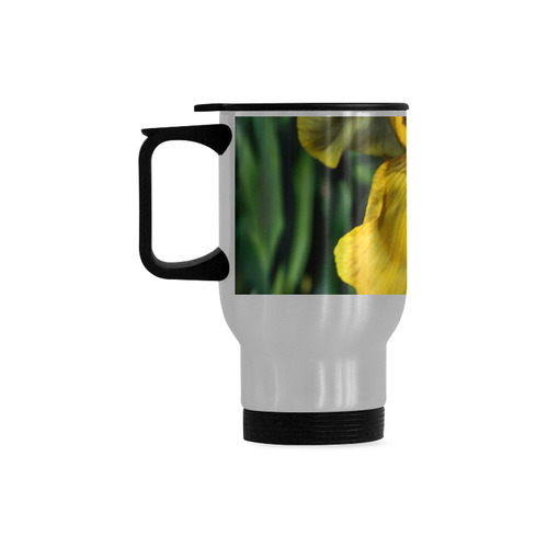 Yellow Iris Travel Mug (Silver) (14 Oz)