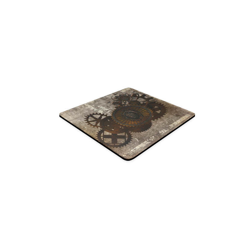 A rusty steampunk letter with gears Square Coaster