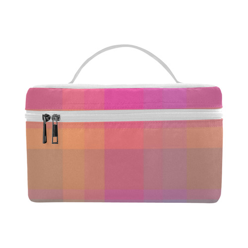 Florescent Rainbow Check Cosmetic Bag/Large (Model 1658)