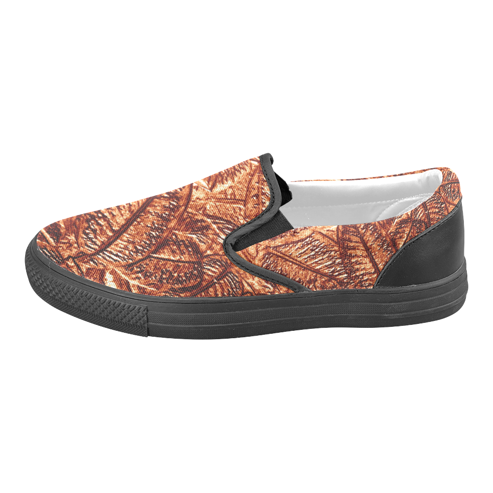 Copper Foliage - Jera Nour Slip-on Canvas Shoes for Men/Large Size (Model 019)