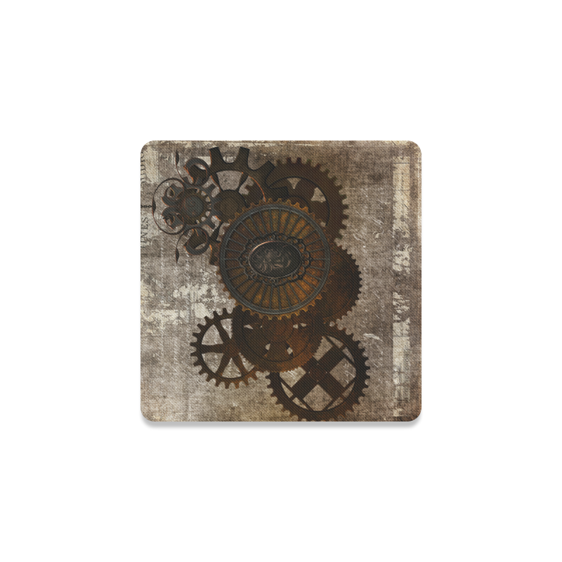 A rusty steampunk letter with gears Square Coaster