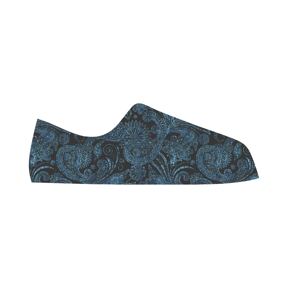 Elegant blue flower glitter look Aquila Microfiber Leather Women's Shoes (Model 031)