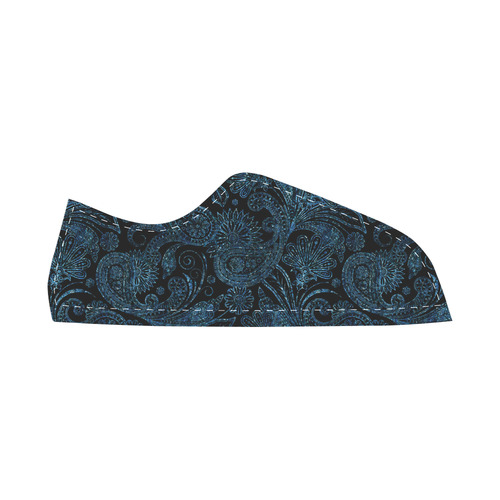 Elegant blue flower glitter look Canvas Shoes for Women/Large Size (Model 016)