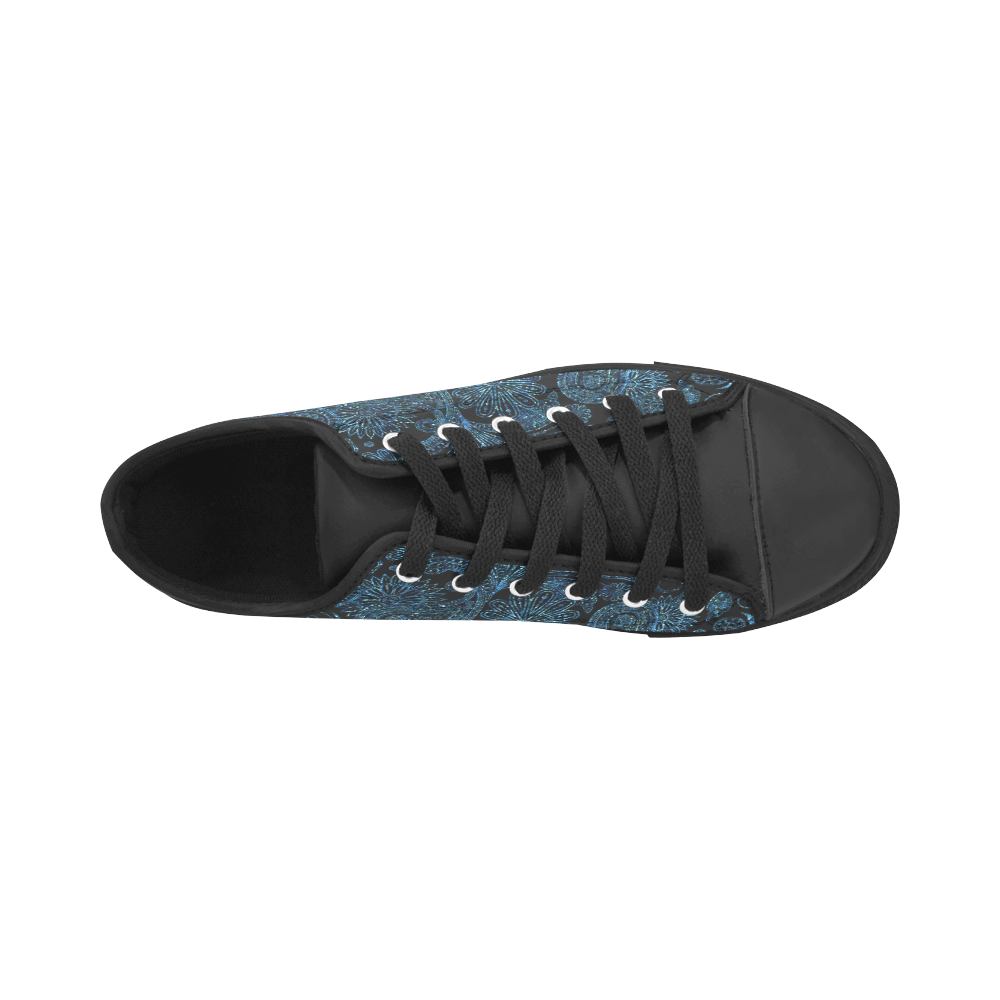 Elegant blue flower glitter look Aquila Microfiber Leather Women's Shoes/Large Size (Model 031)