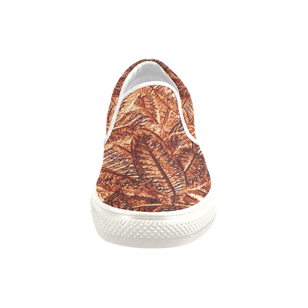Copper Foliage - Jera Nour Men's Unusual Slip-on Canvas Shoes (Model 019)