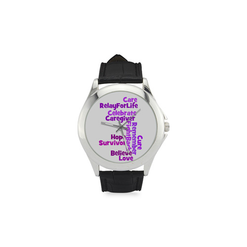 Relay Words Silver Watch Women's Classic Leather Strap Watch(Model 203)
