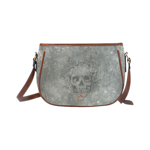 scratchy skull with roses c by JamColors Saddle Bag/Small (Model 1649) Full Customization