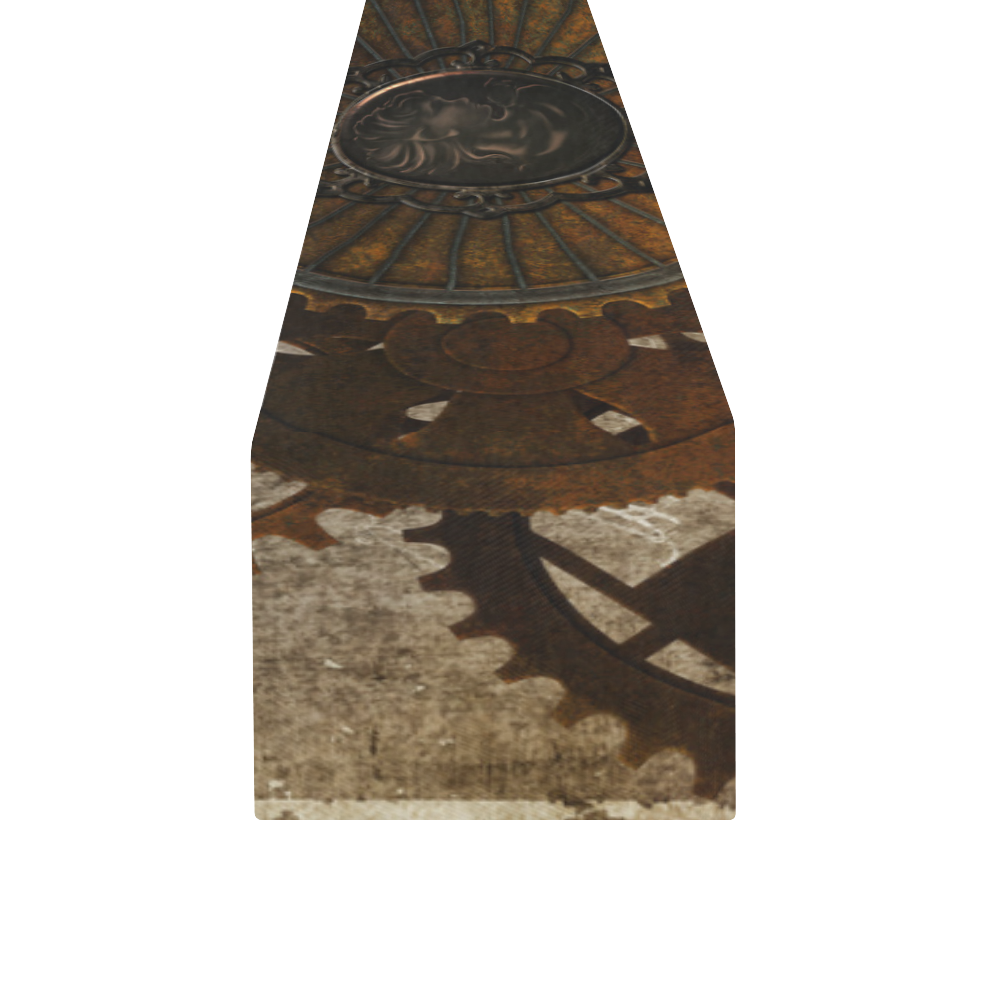 A rusty steampunk letter with gears Table Runner 14x72 inch