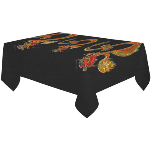 Fantastic Metallic Gleaming Dragon Cotton Linen Tablecloth 60"x120"