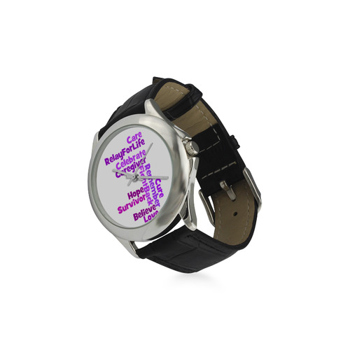 Relay Words Silver Watch Women's Classic Leather Strap Watch(Model 203)