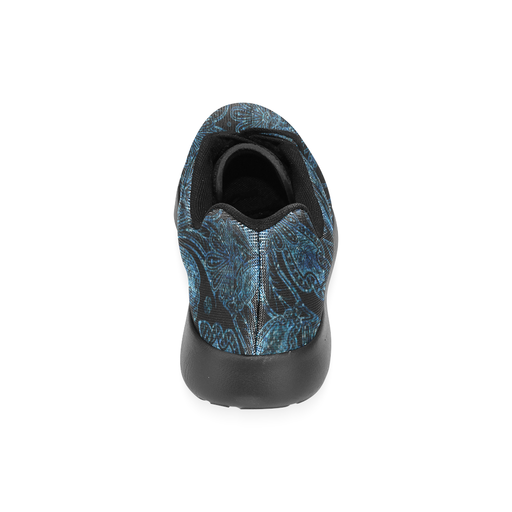 Elegant blue flower glitter look Women’s Running Shoes (Model 020)