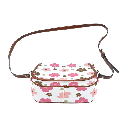 Pink and Brown Flowers Floral Pattern Saddle Bag/Small (Model 1649) Full Customization
