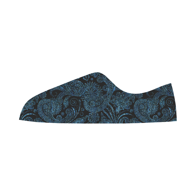 Elegant blue flower glitter look Women's Canvas Zipper Shoes/Large Size (Model 001)