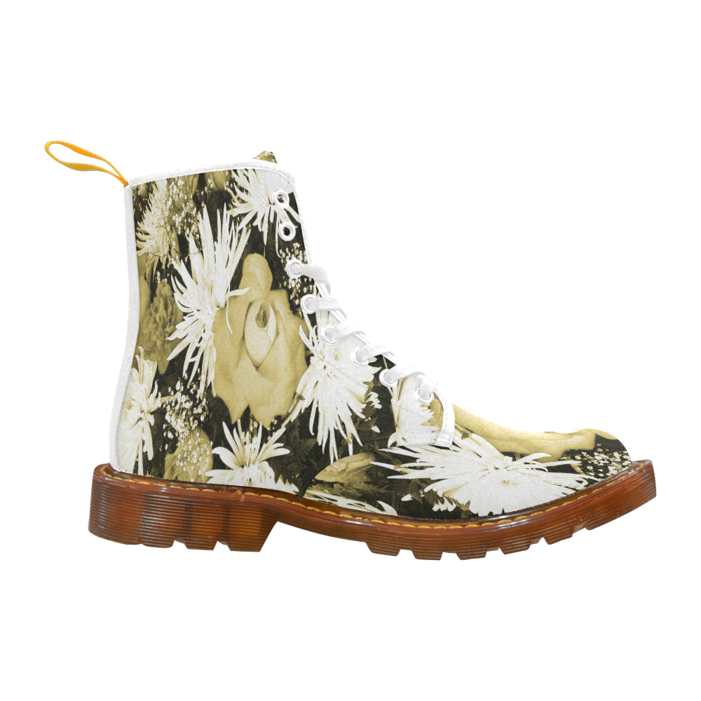 Golden Flowered Bouquet Martin Boots For Women Model 1203H