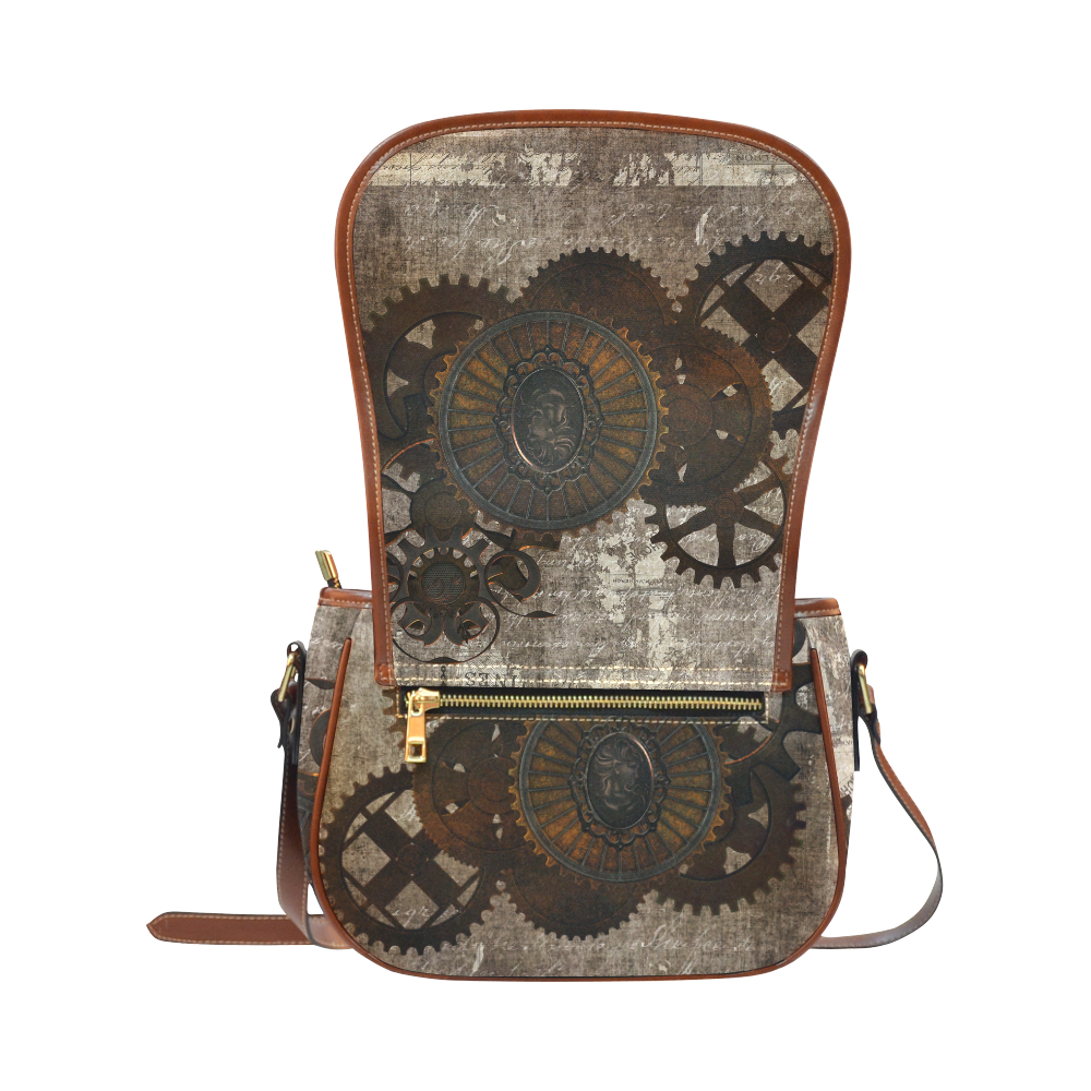 A rusty steampunk letter with gears Saddle Bag/Small (Model 1649) Full Customization