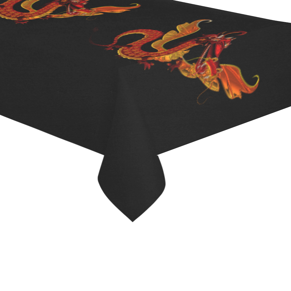 Awesome Metallic Gleaming Dragon Cotton Linen Tablecloth 60"x120"