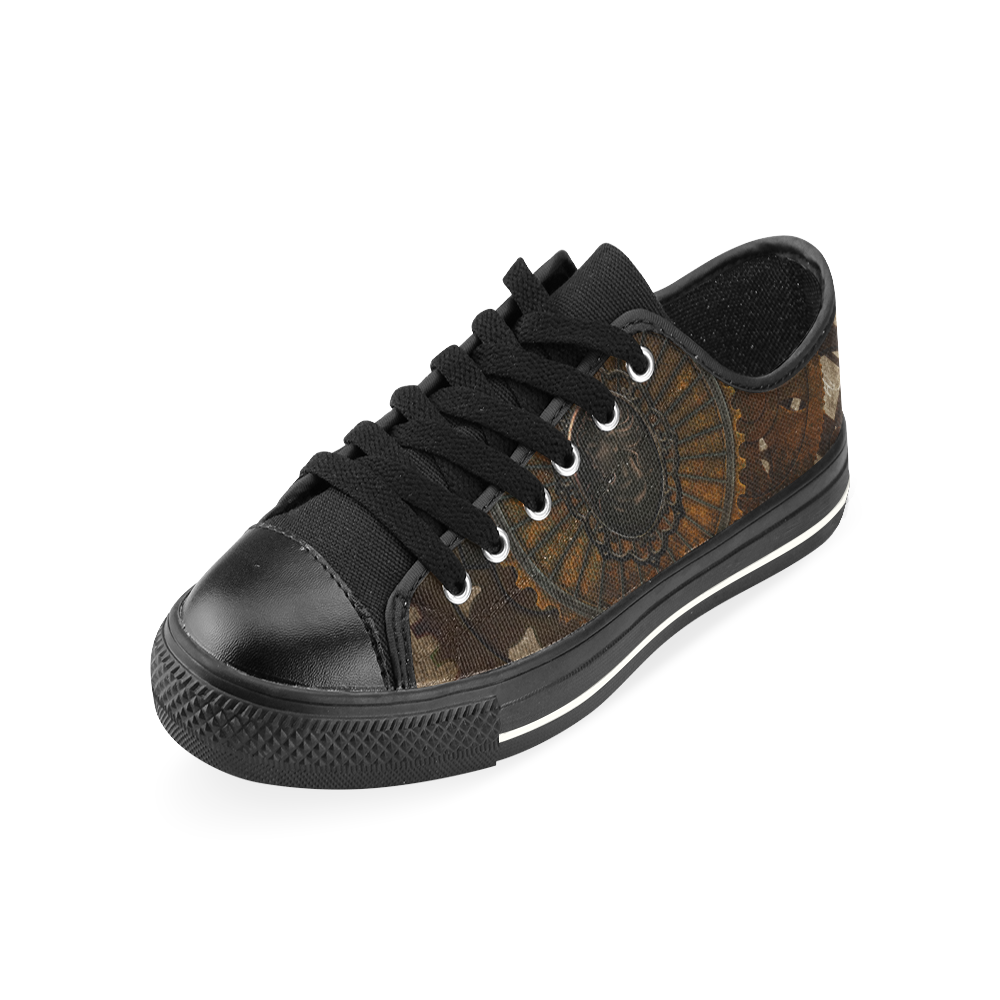 A rusty steampunk letter with gears Low Top Canvas Shoes for Kid (Model 018)