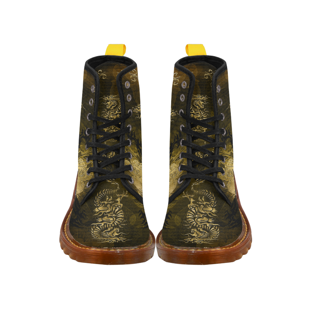 Wonderful chinese dragon in gold Martin Boots For Women Model 1203H
