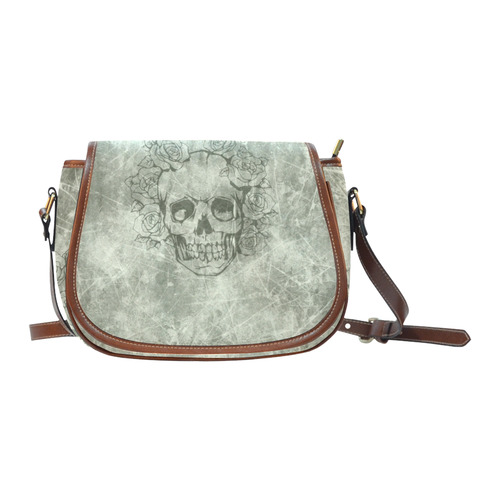 scratchy skull with roses B by JamColors Saddle Bag/Small (Model 1649) Full Customization