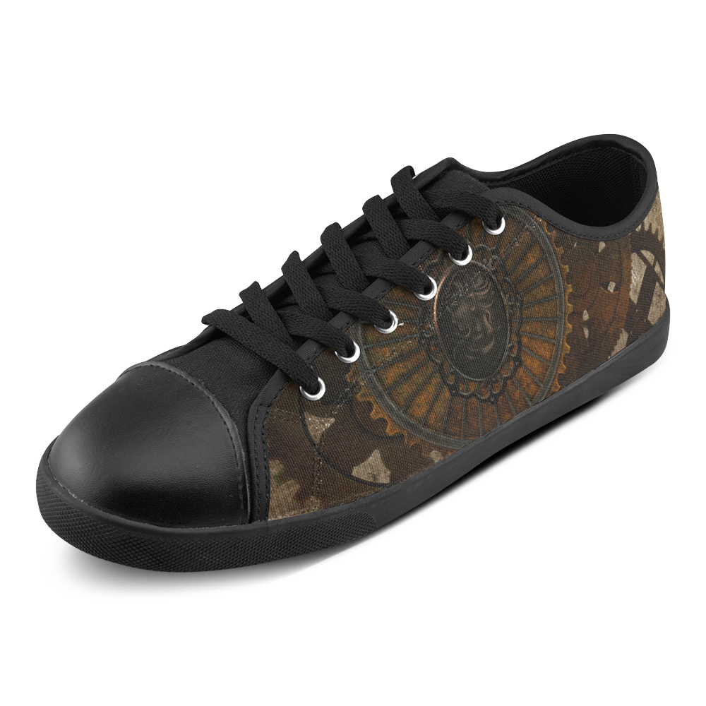 A rusty steampunk letter with gears Canvas Shoes for Women/Large Size (Model 016)