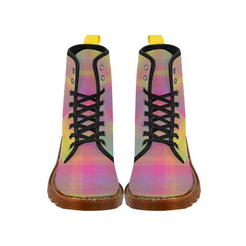 Florescent Rainbow Check Martin Boots For Women Model 1203H
