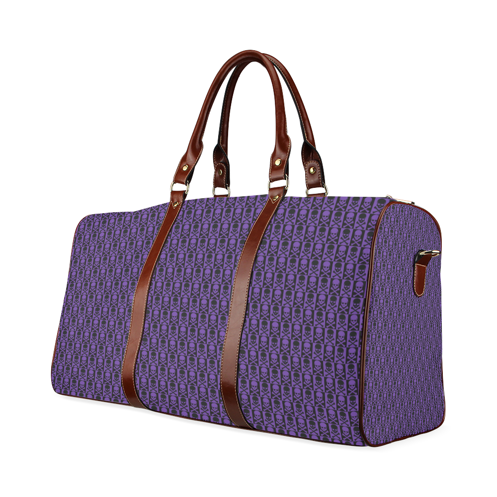 Gothic style Purple and Black Skulls Waterproof Travel Bag/Large (Model 1639)