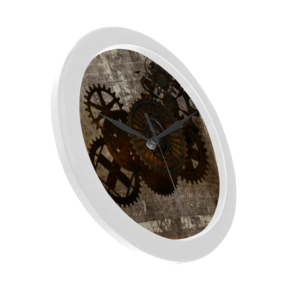 A rusty steampunk letter with gears Circular Plastic Wall clock
