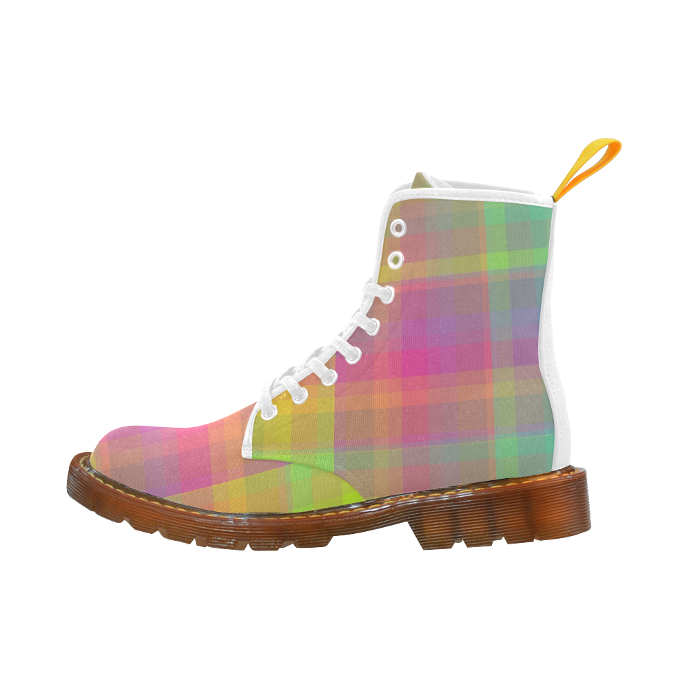 Florescent Rainbow Check Martin Boots For Women Model 1203H