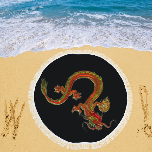 Fantastic Metallic Gleaming Dragon Circular Beach Shawl 59"x 59"