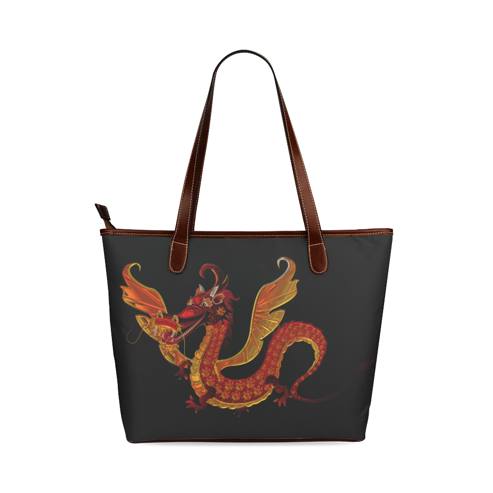 Awesome Metallic Gleaming Dragon Shoulder Tote Bag (Model 1646)