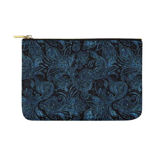 Elegant blue flower glitter look Carry-All Pouch 12.5''x8.5''