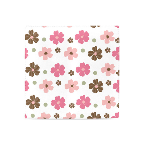 Pink and Brown Flowers Floral Pattern Women's Leather Wallet (Model 1611)