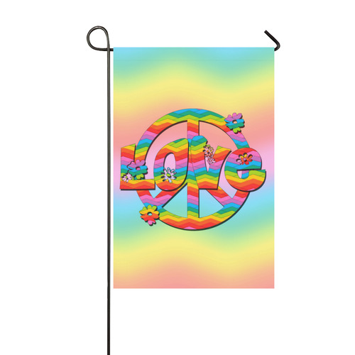 Colorful Love and Peace Background Garden Flag 12‘’x18‘’（Without Flagpole）