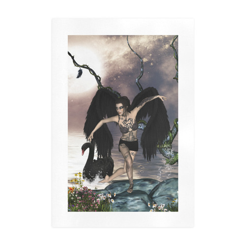 Wonderful dark swan fairy Art Print 19‘’x28‘’