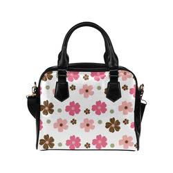 Pink and Brown Flowers Floral Pattern Shoulder Handbag (Model 1634)