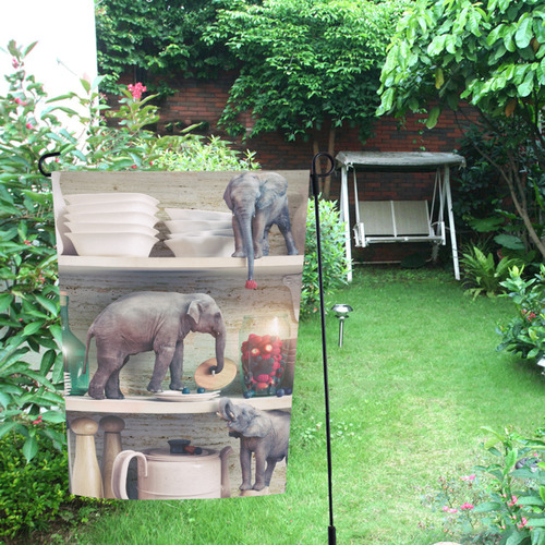 The tiny elephants opens the glass vase with berri Garden Flag 12‘’x18‘’（Without Flagpole）