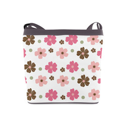 Pink and Brown Flowers Floral Pattern Crossbody Bags (Model 1613)