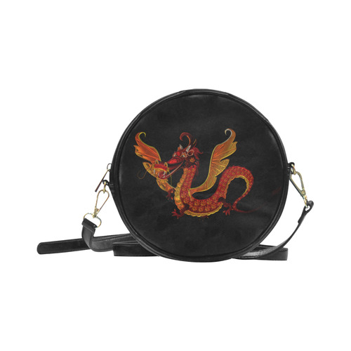 Awesome Metallic Gleaming Dragon Round Sling Bag (Model 1647)