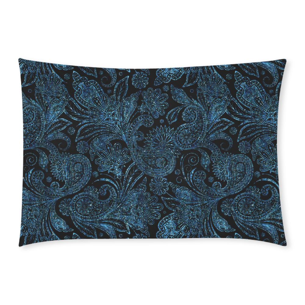 Elegant blue flower glitter look Custom Rectangle Pillow Case 20x30 (One Side)